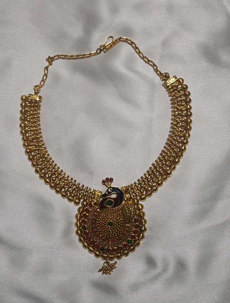 Gold Tone Peacock Necklace