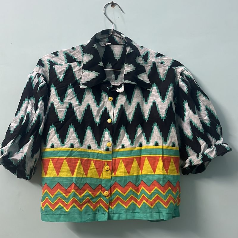 Printed Crop Shirt