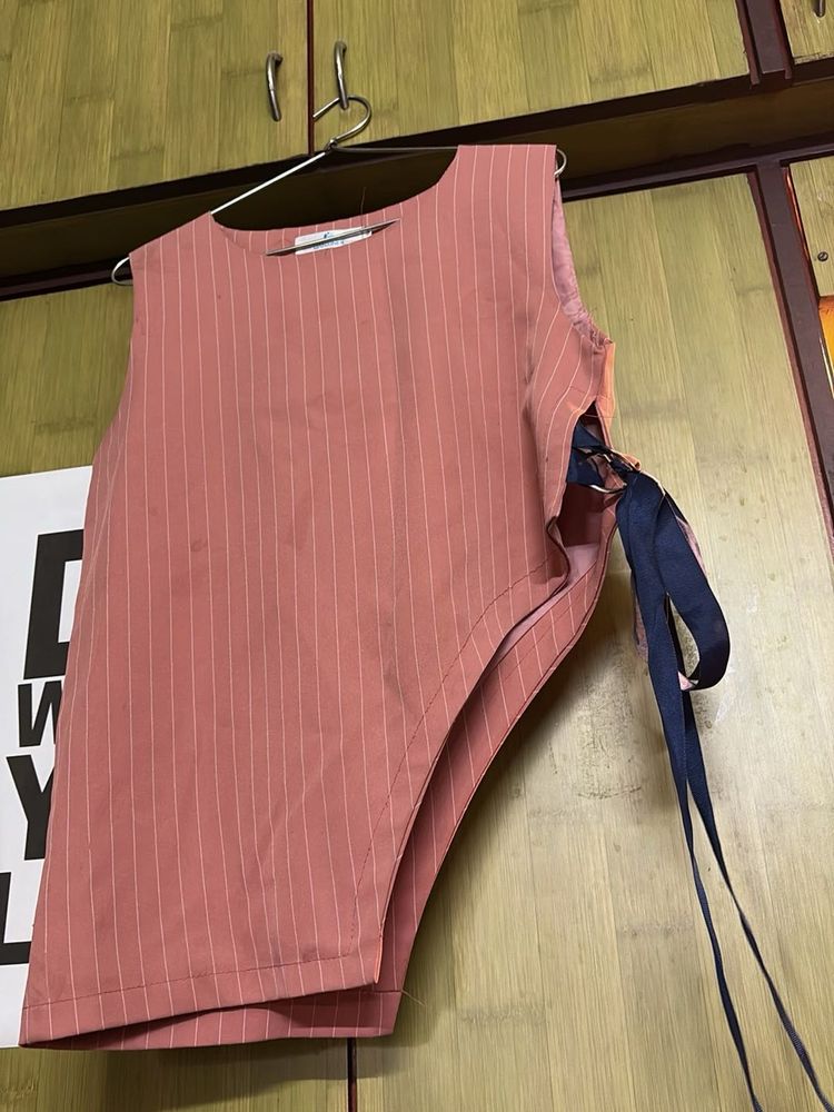 Pink Striped Sleeveless Top