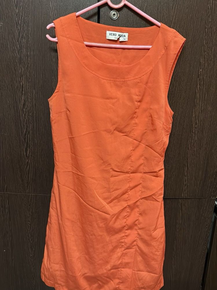 Vero Moda Satin Peach Dress