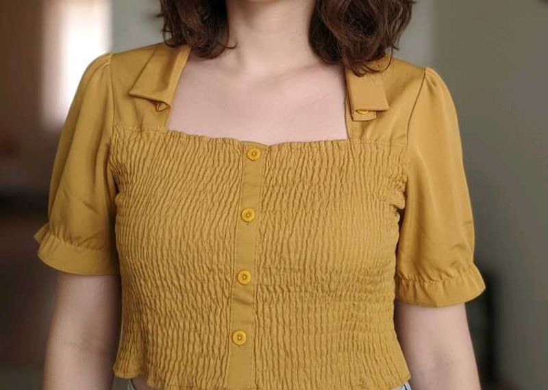 Mustard Crop Top.        cash only