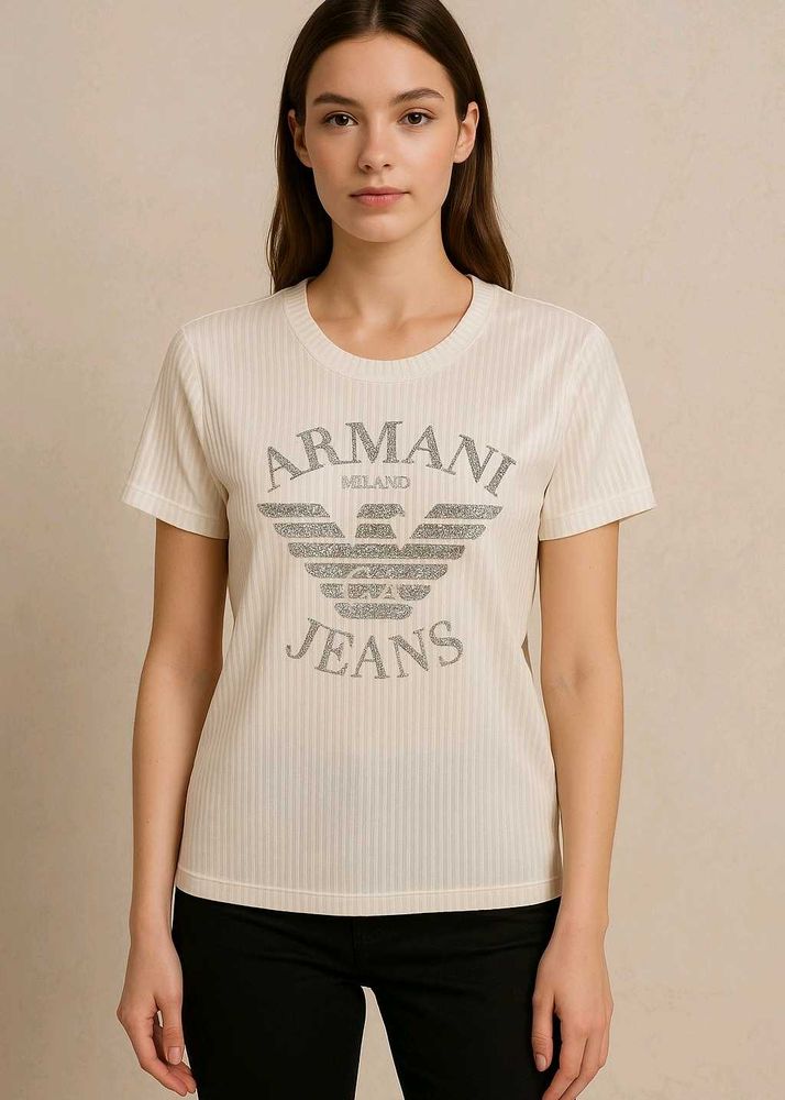 Armani Jeans Tee - Ribbed Logo Top