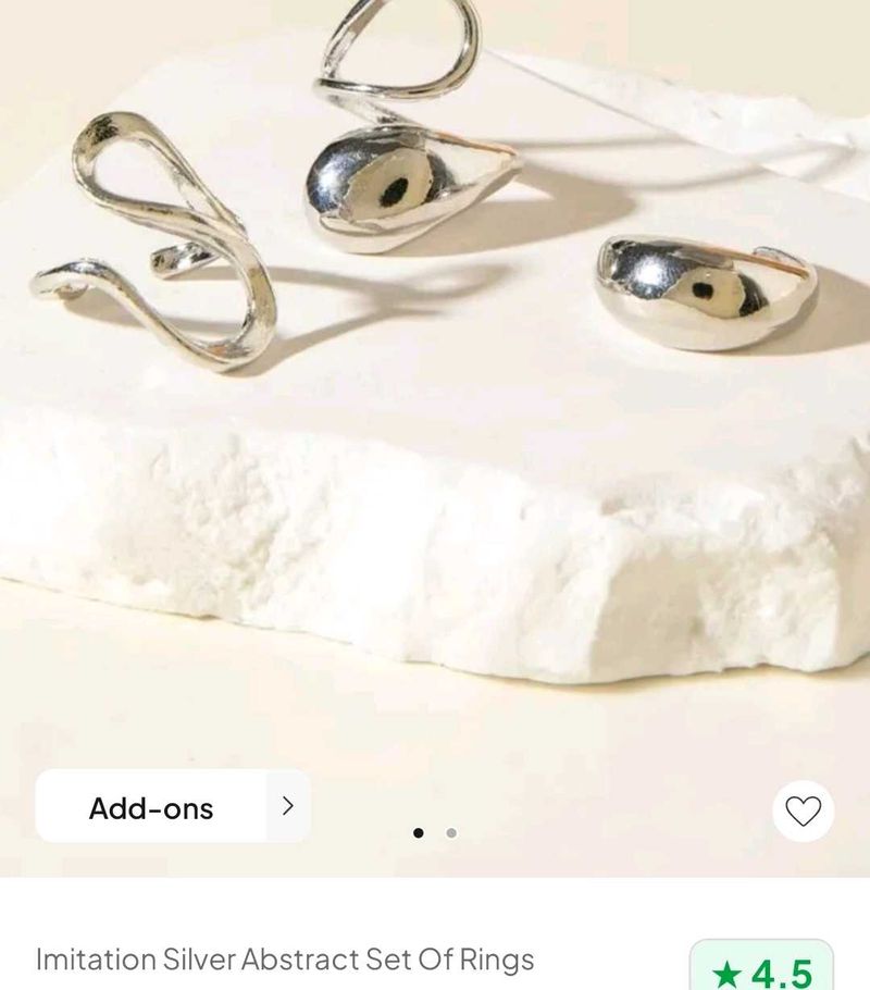 Silver Abstract ring stack