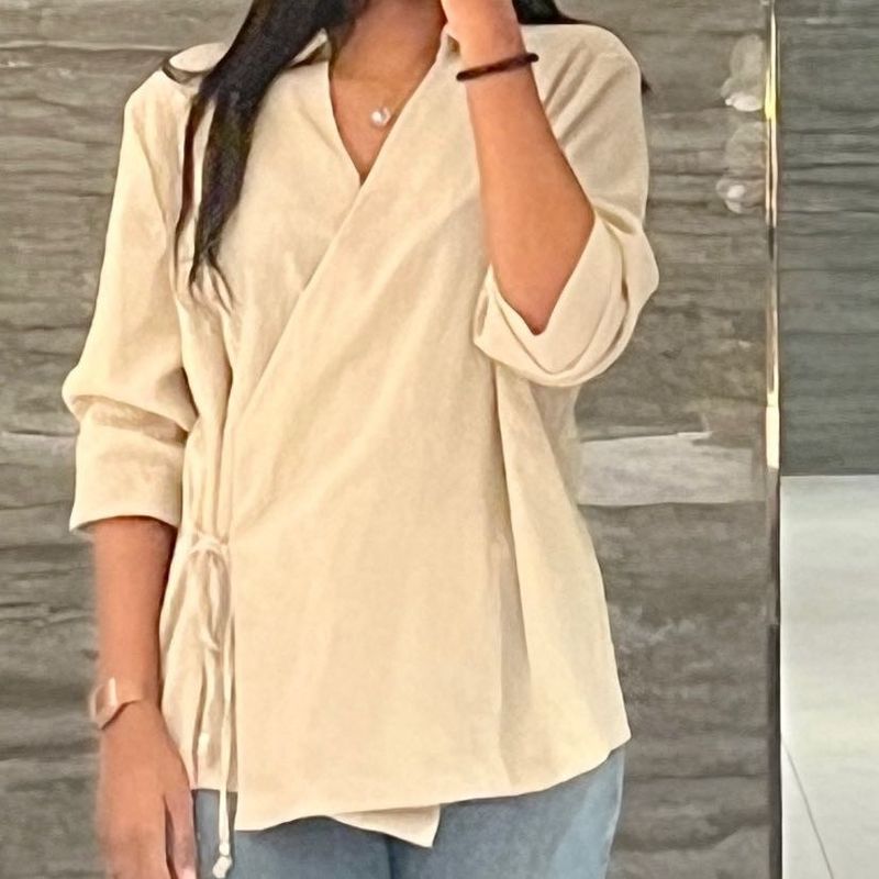 Beige Wrap Top