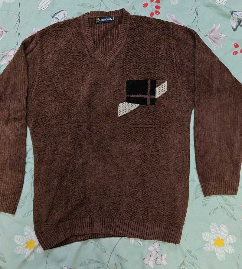 Brown V-Neck Sweater