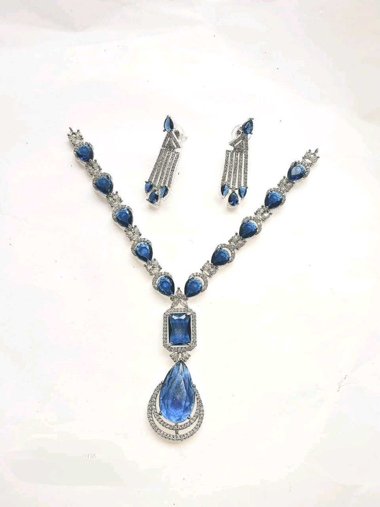 American Blue AD Stone Jewellery Set