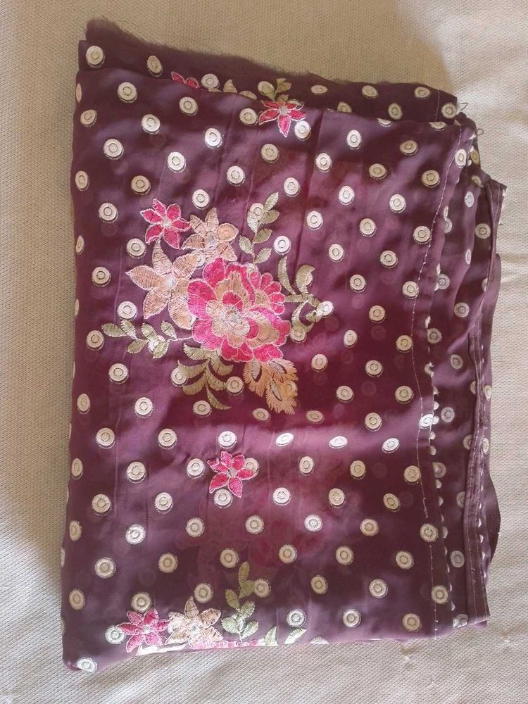 Brown Polka Dot Saree