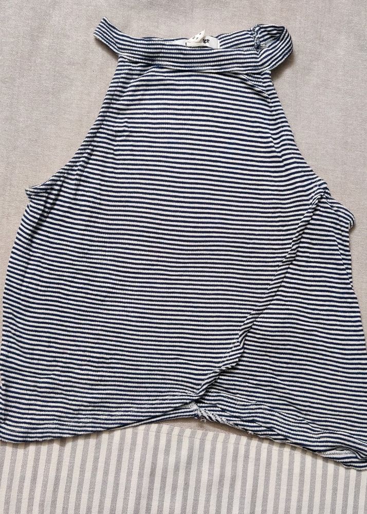 Halter Neck Stripes Crop Top