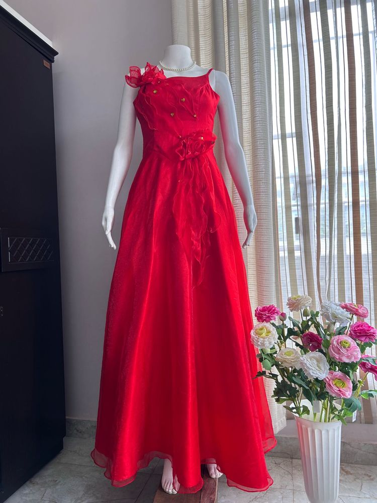 Red Organza Luxury Gown