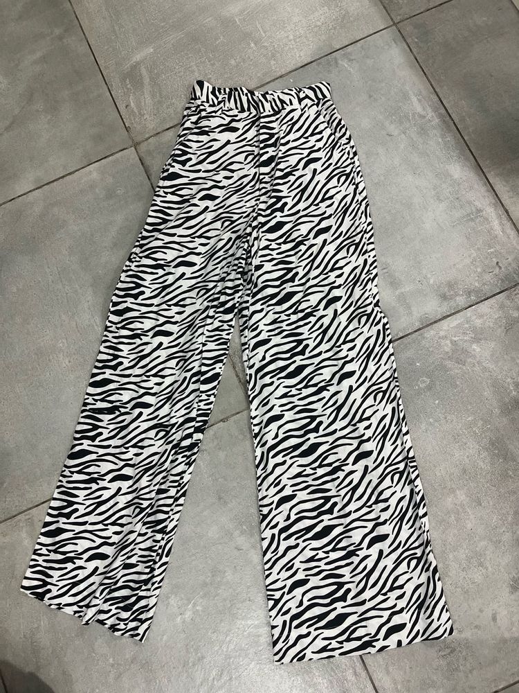 Zebra Print Wide Leg Pants