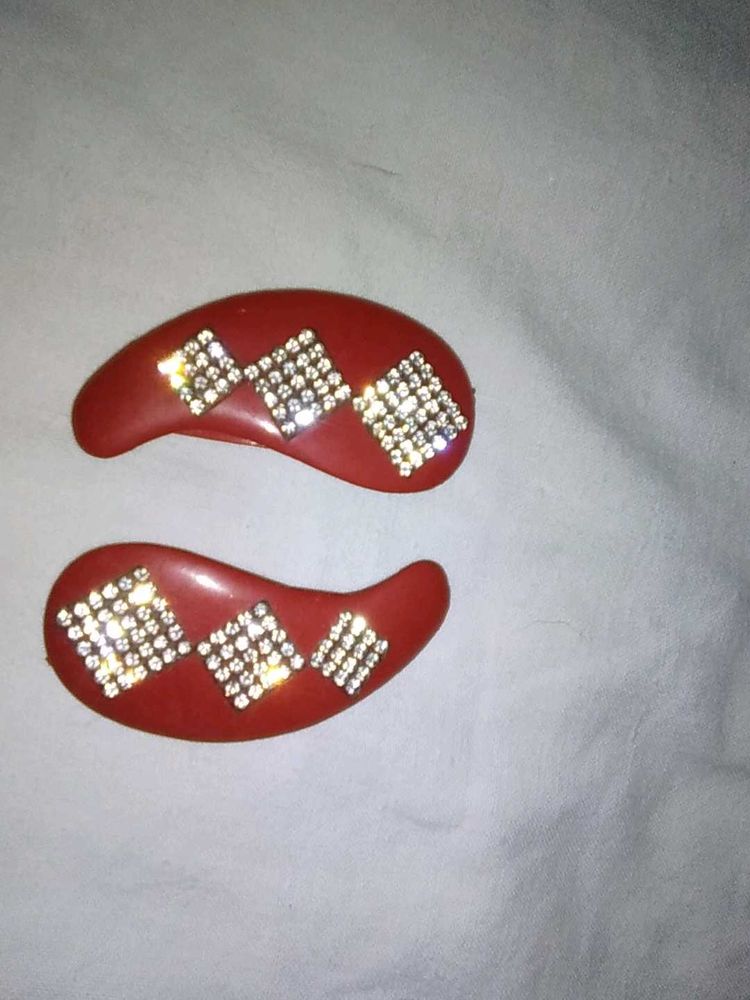 Red Hair Clips (Set of 2)