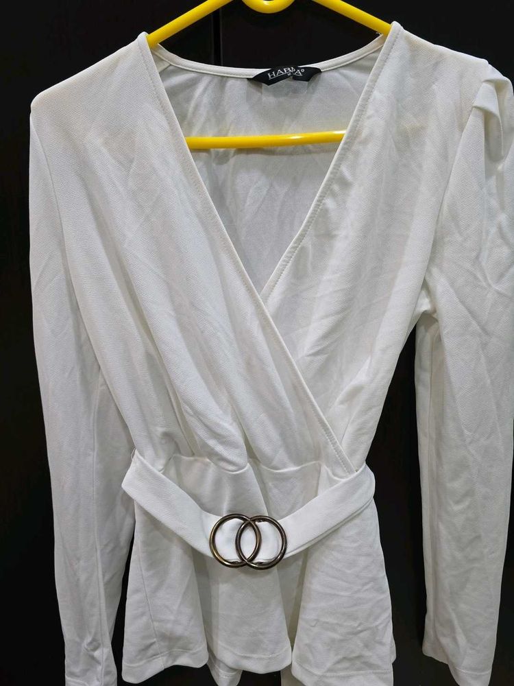 Elegant White Wrap Top