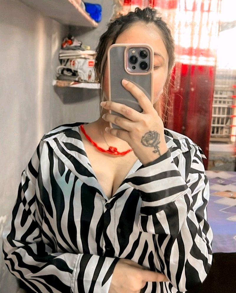 ZARA Women Zebra Print Crop Shirt