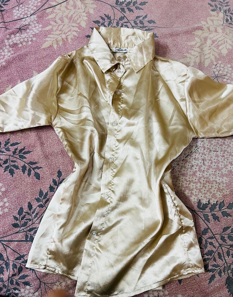 Combo Of 2 Gold Nude Satin Shirts