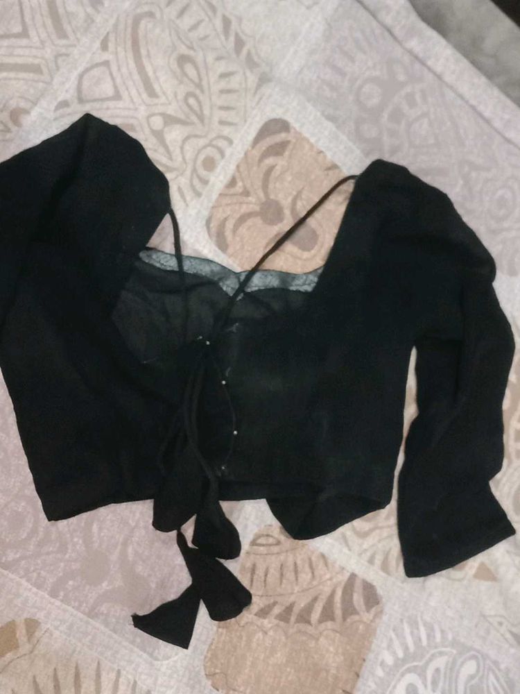 Black saree and stitch blouse with this newly sare