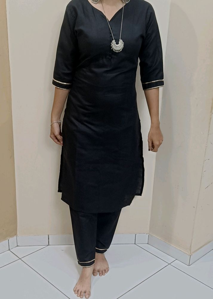 Black Kurti Pant Set For Women