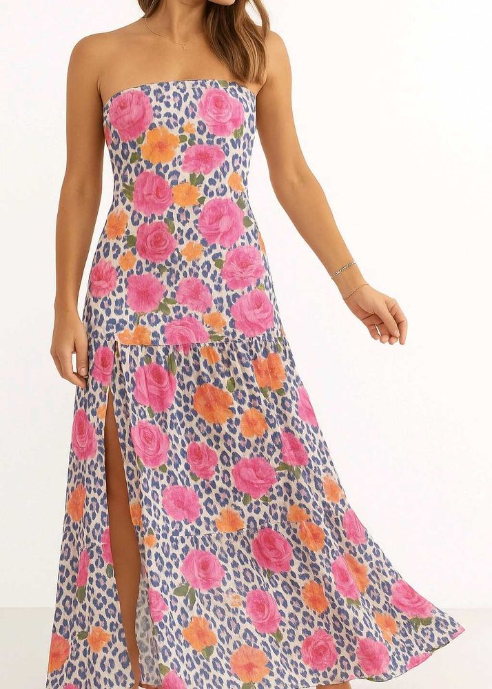 Floral Strapless Maxi Dress