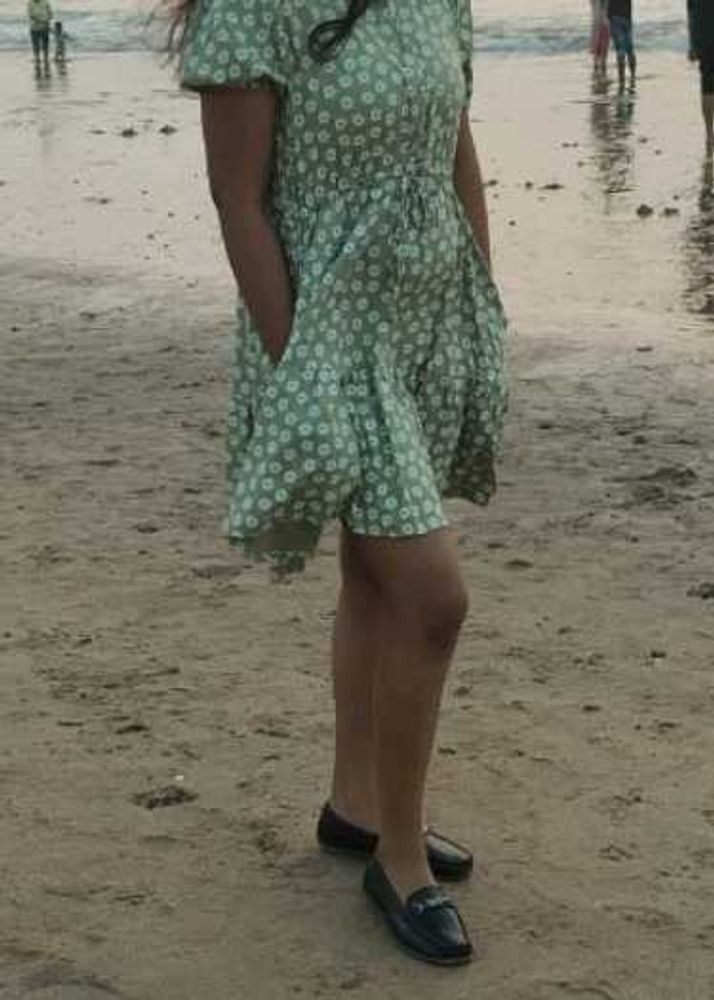 Floral Print Green Dress