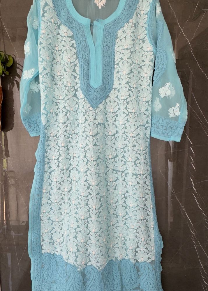 Light Blue Chikankari Kurti