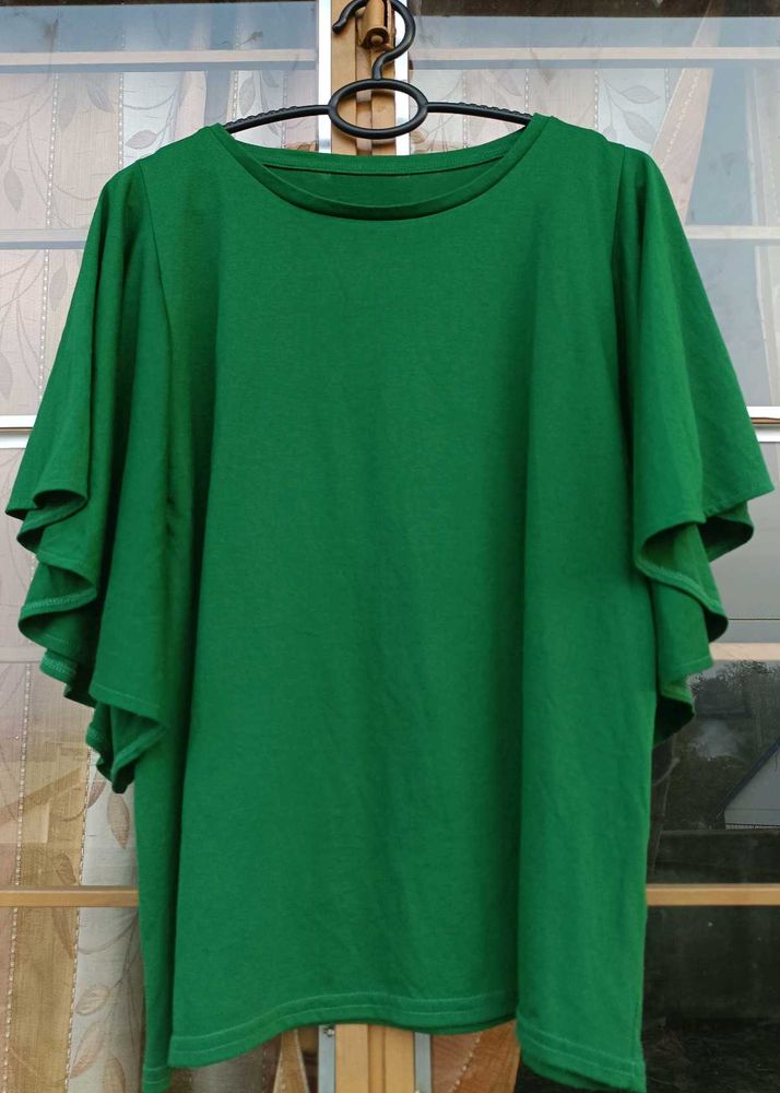 Green Flutter Sleeve Top