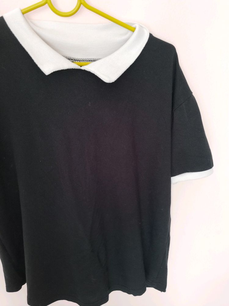 Black &amp; White Oversized Polo
