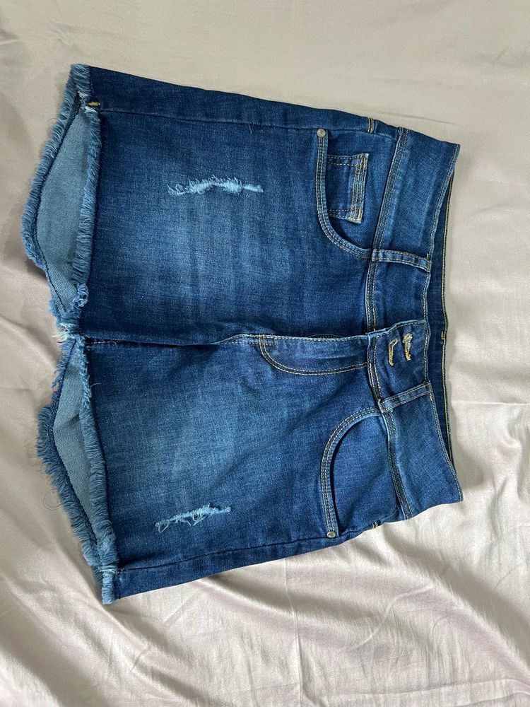 Distressed Denim Shorts