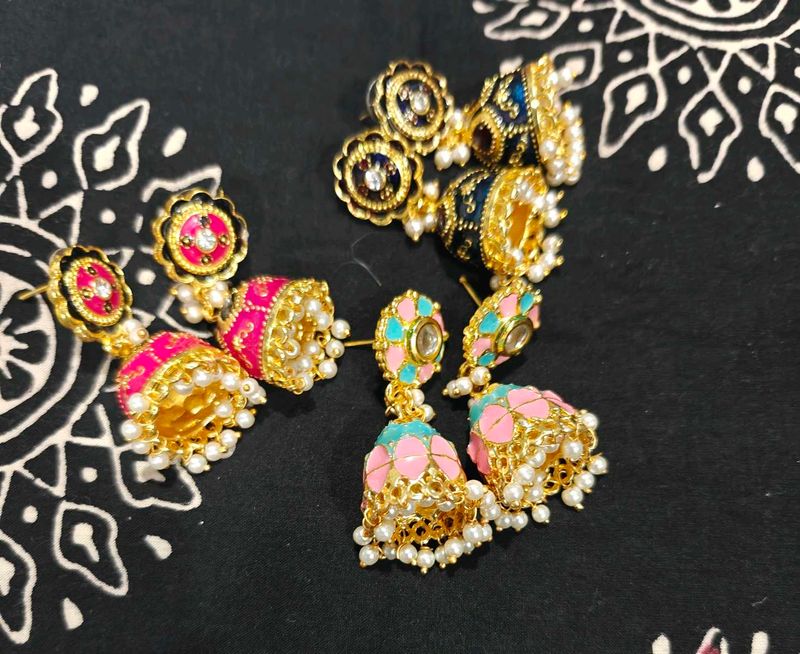 Minakari Long Earrings
