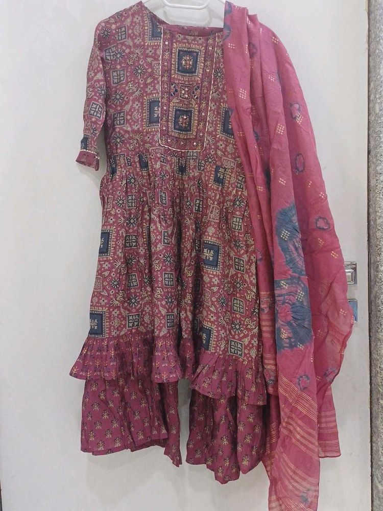 Printed Ethnic Gharara Suit