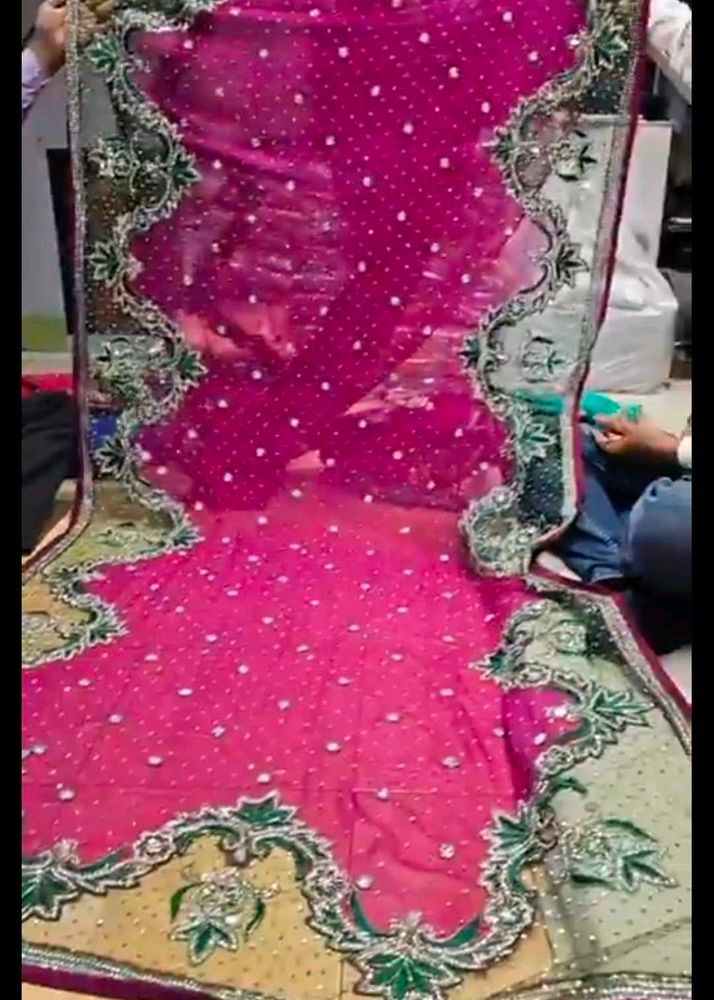 Heavy Stone Work Net Georgette Saree