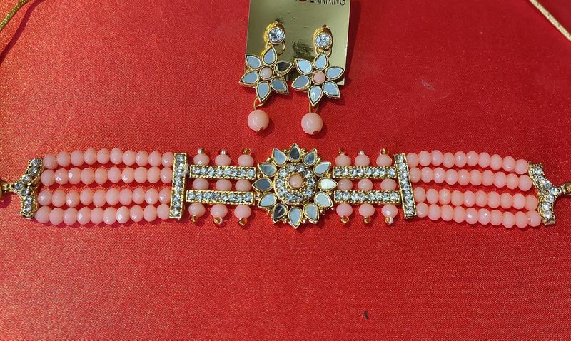 pink colour trending choker set
