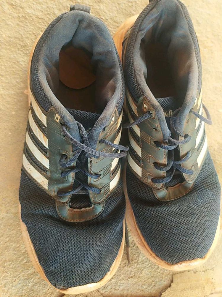 Navy Blue Striped Athletic Shoes