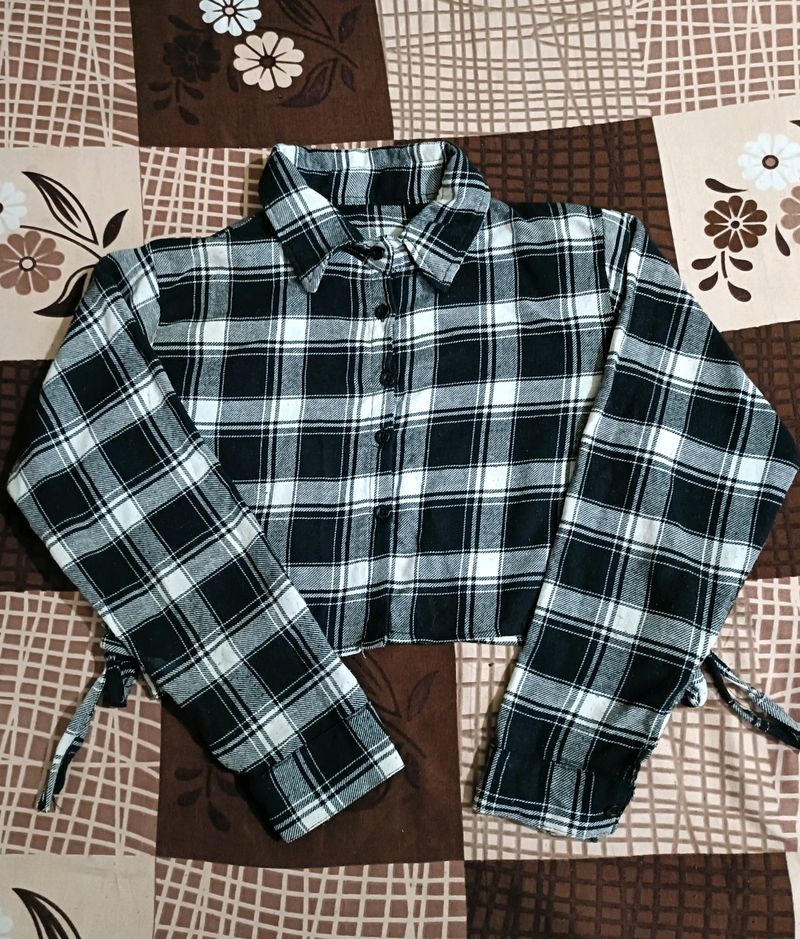 Crop Check Shirt For Women