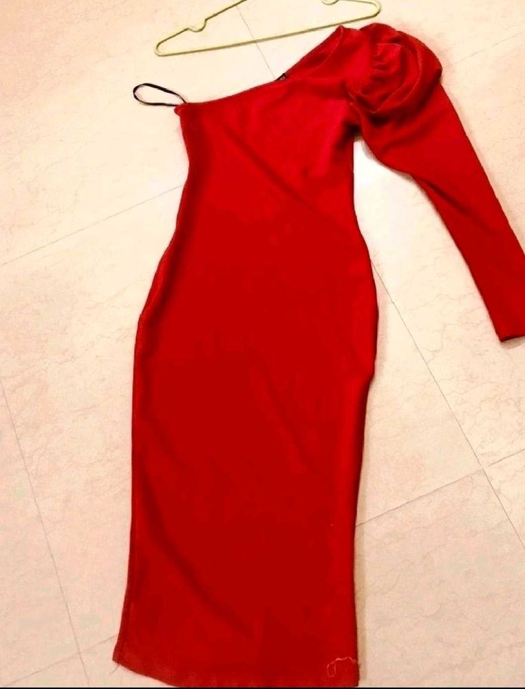 Sexy Red One Shoulder Dress