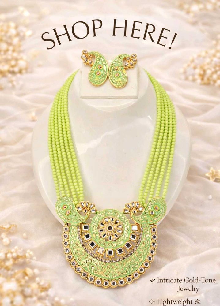 🌸 Green Kundan Necklace Set 🌸