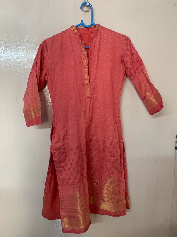 Pink Stitched Kurta