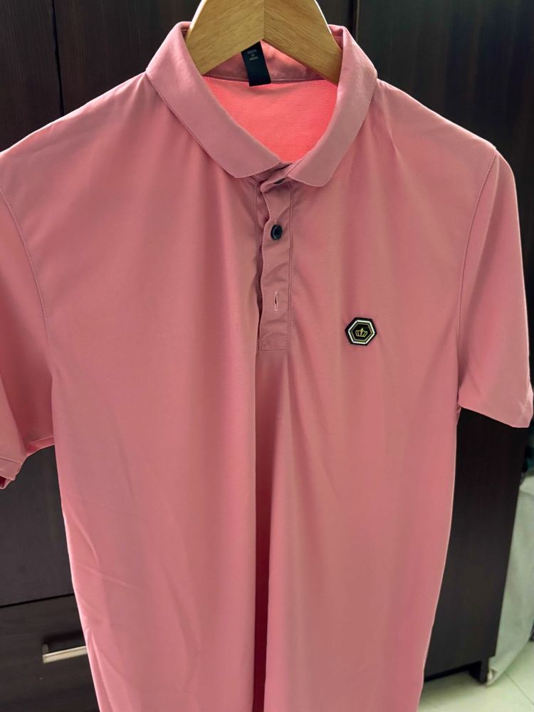 Pink Casual Polo Shirt