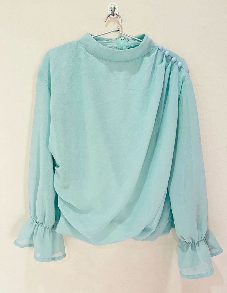 Aqua Mock Neck Long Sleeve Top