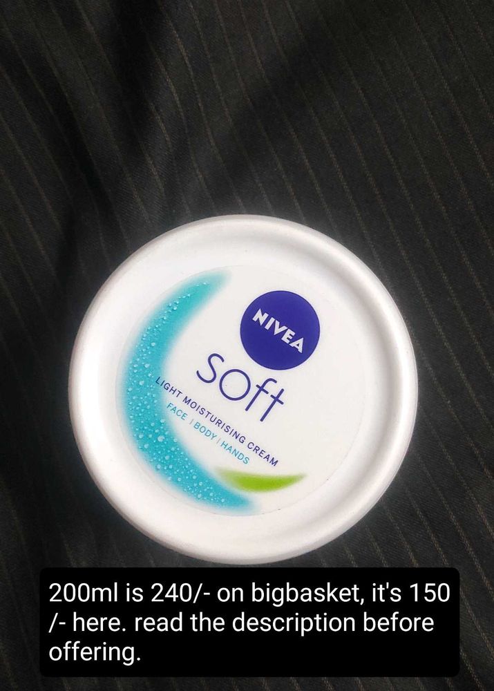 Nivea Soft Moisturizer (60% Left).