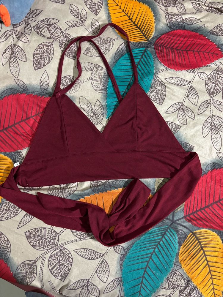 Burgundy Halter Neck Top