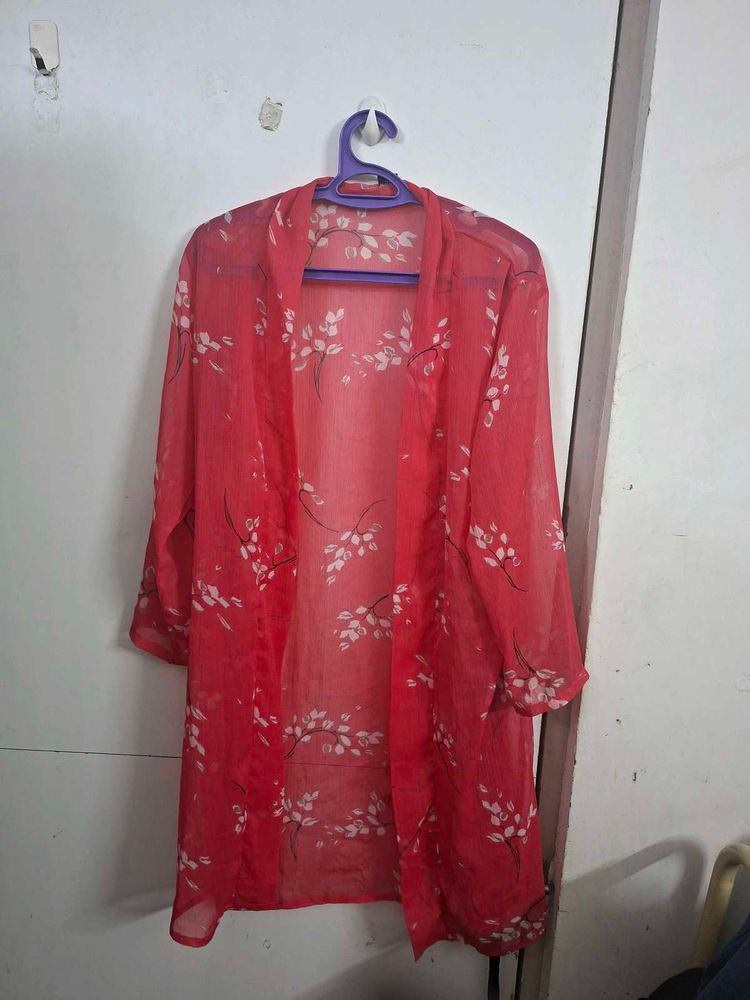 Red Floral Sheer Shrug