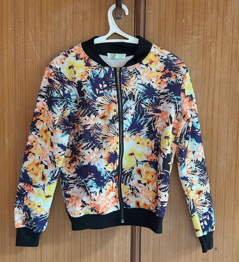 Floral Print Bomber Jacket