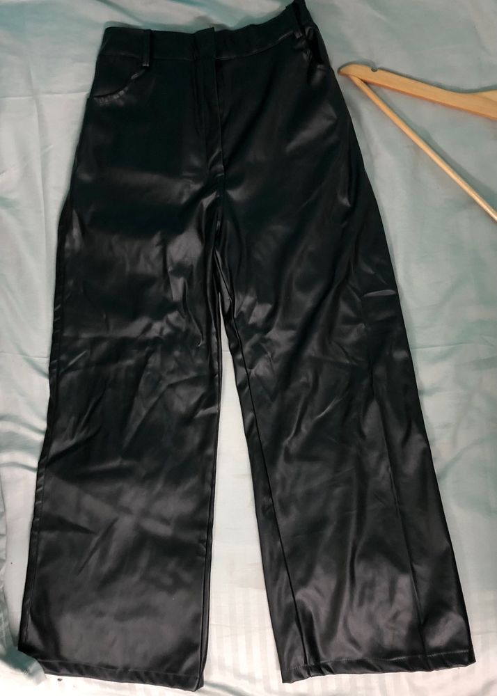 Faux Leather Wide Legs Pants