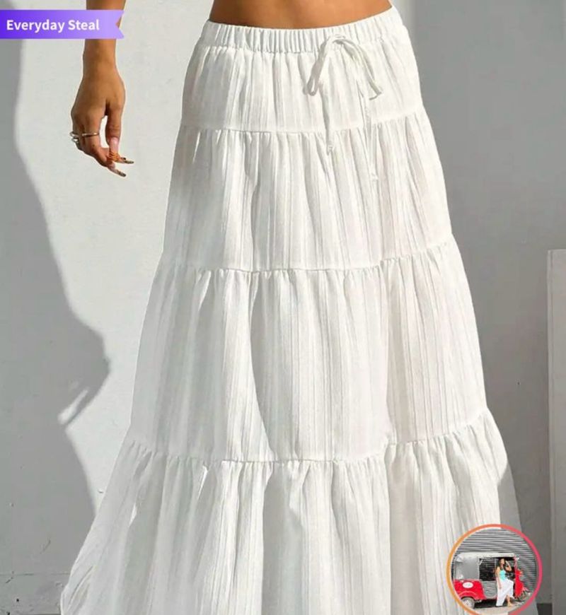 White Tiered Maxi Skirt