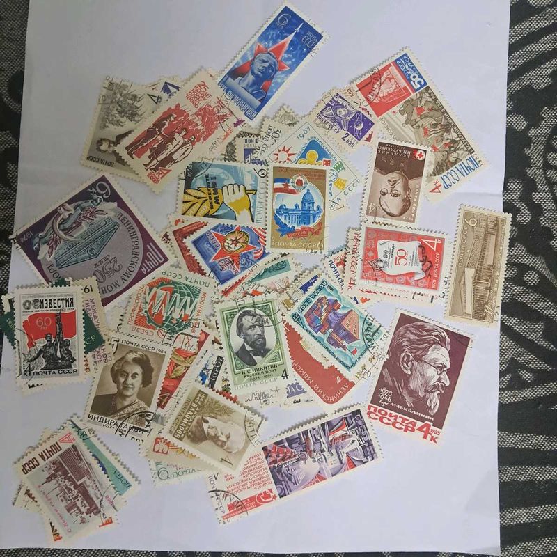 100 vintage Russian stamps