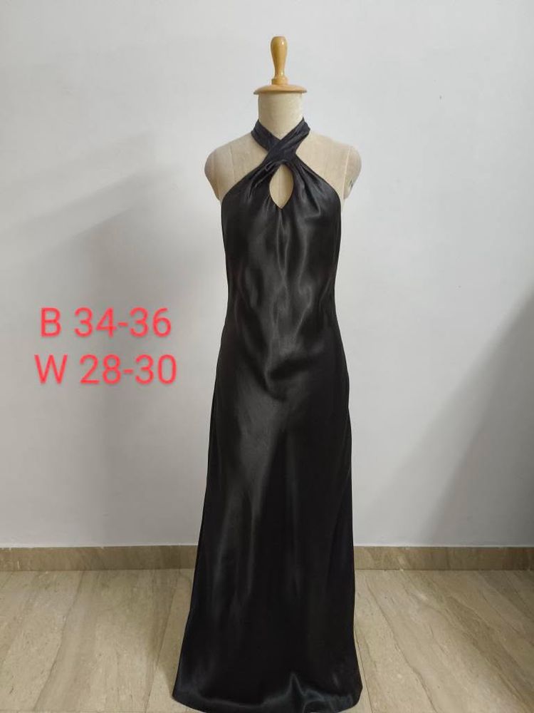 Sleek Black Halter Maxi Dress