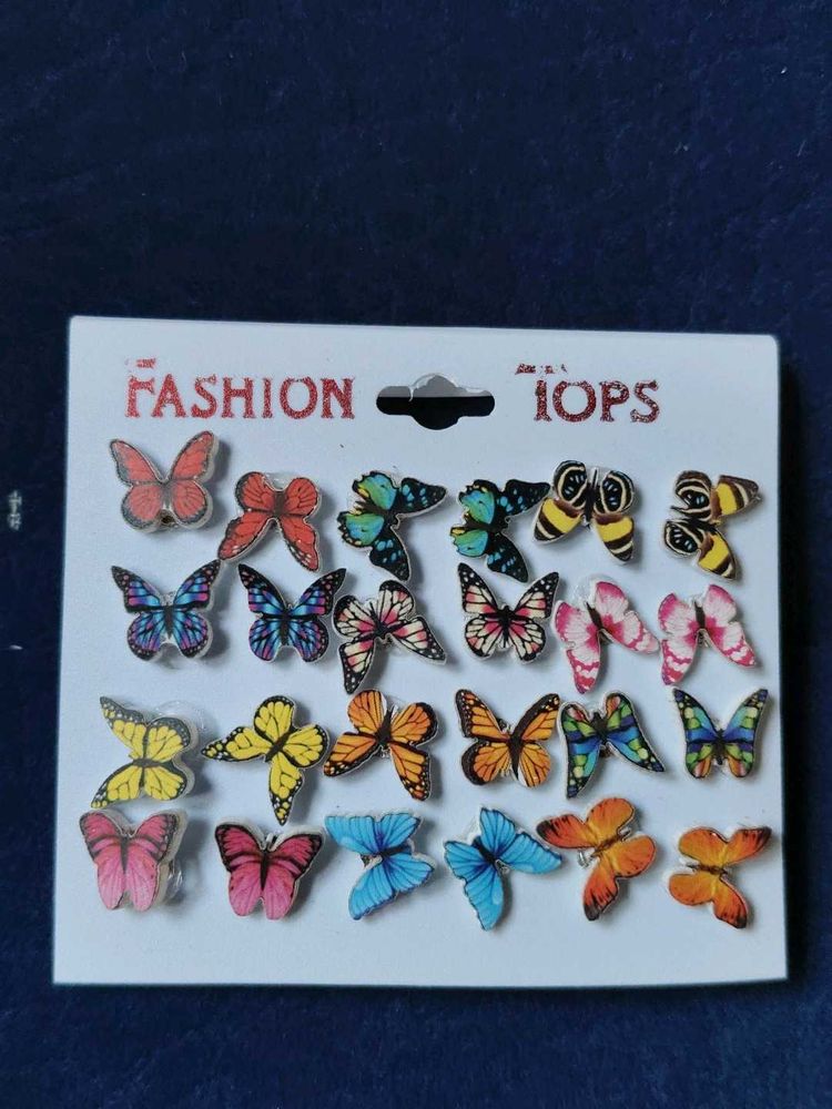 Butterfly Stud Earring Set of 12 colourful