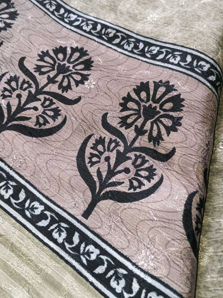 Crepe With Satin Floral Saree