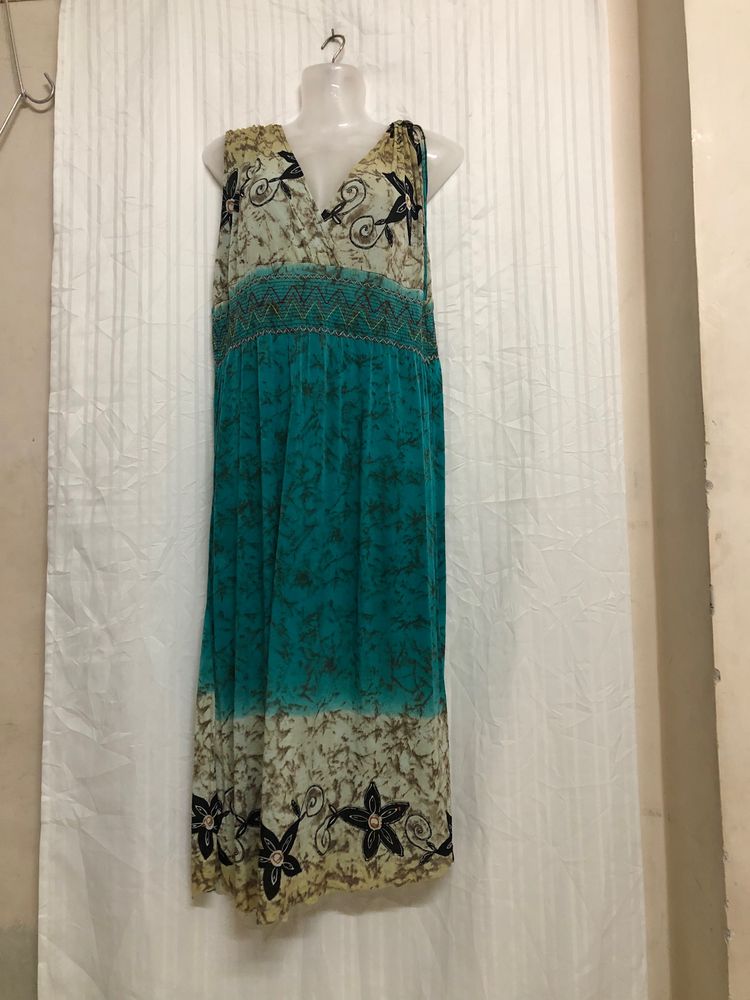 Blue Printed Maxi Dress