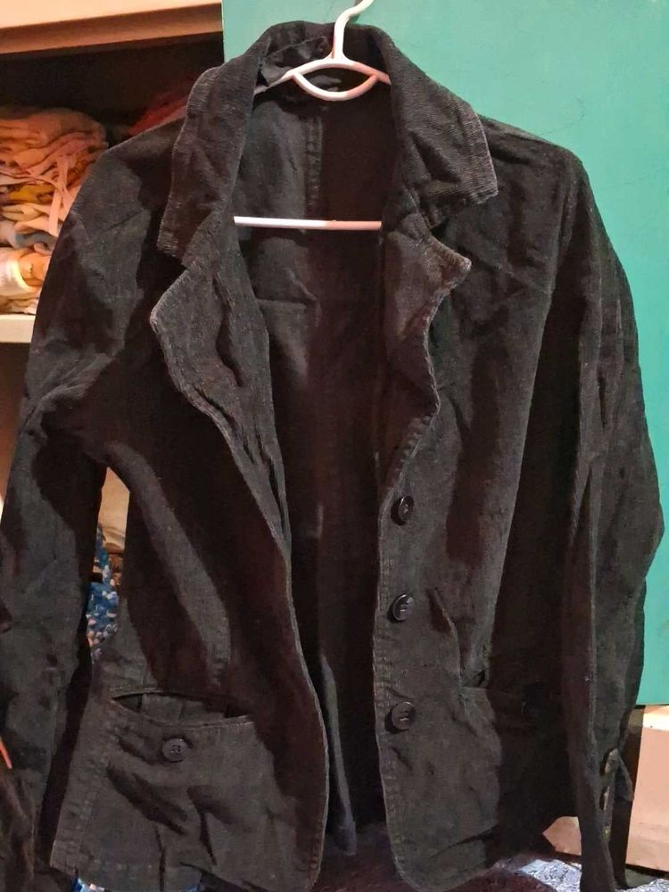 Black Corduroy Casual Jacket