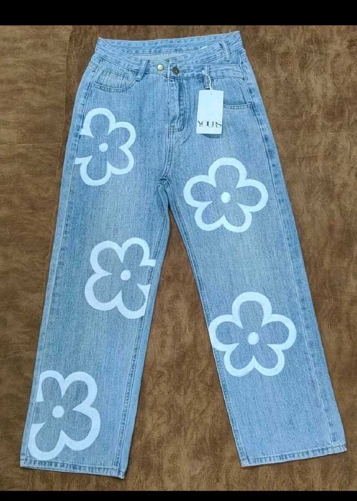 Floral Painted Jeans
